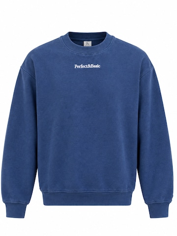 Perfect&Basic Sweater 'SWEAT SHIRT GARMENT DYED' in Blue: front