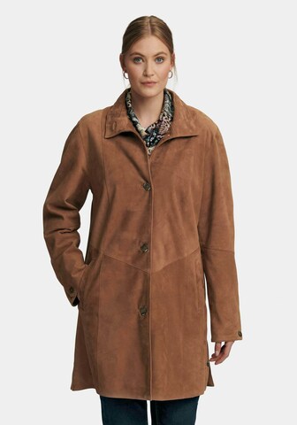 Anna Aura Between-Seasons Coat in Brown: front