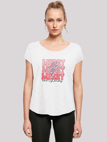 F4NT4STIC Shirt 'Merry Christmas' in Wit: voorkant
