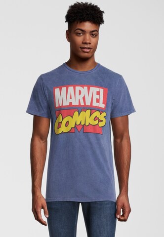 Recovered Shirt 'Marvel Comics Classic Retro Logo' in Blue: front