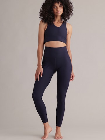 Skinny Leggings 'Cropped & Ribbed' Hey Honey en bleu : devant