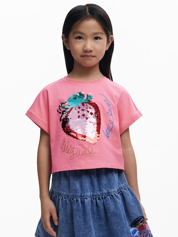Tricou 'Strawberry' de la Desigual pe roz: față
