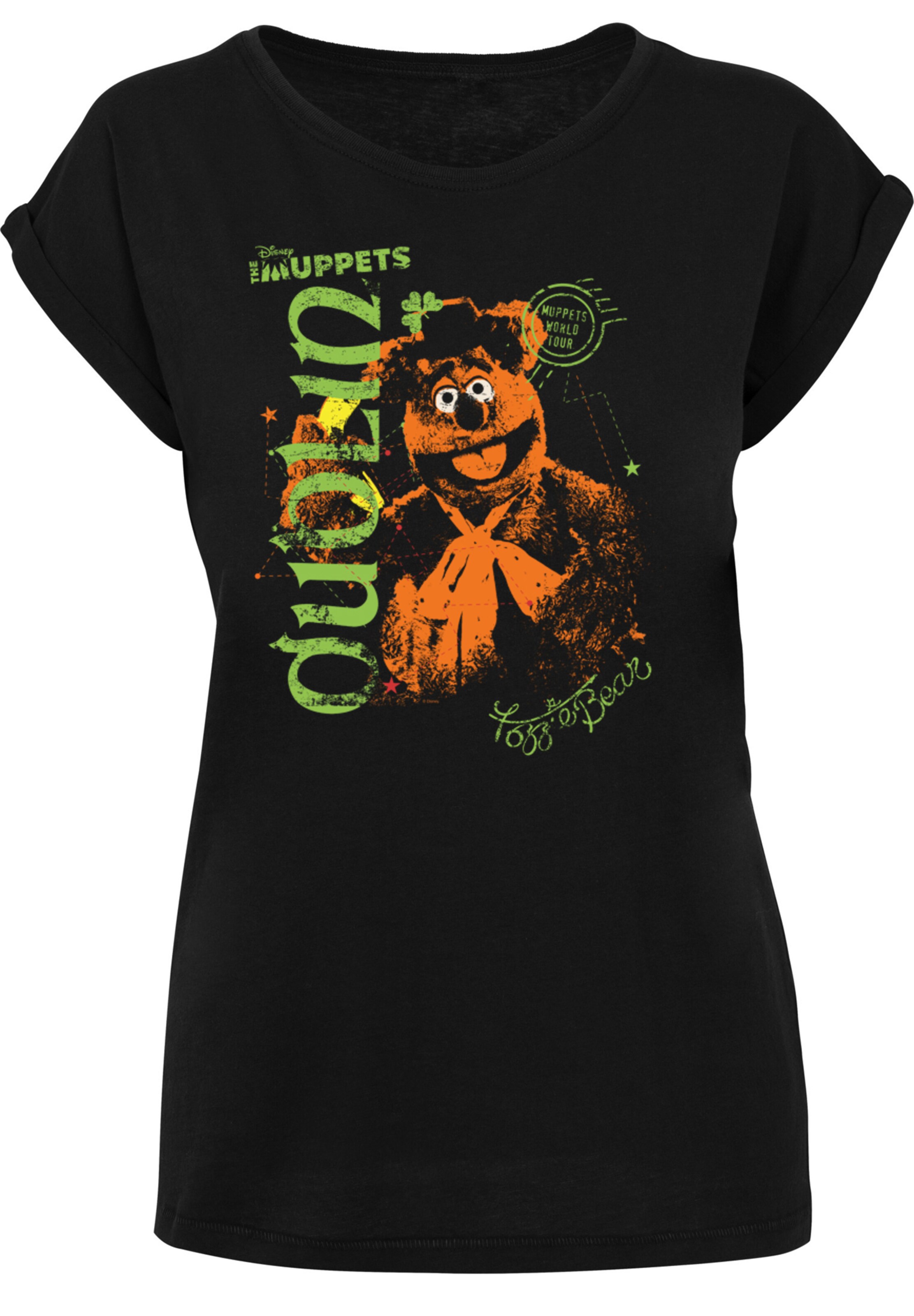 F4NT4STIC Shirt 'Disney The Muppets Fozzie Bear In Dublin' in Zwart: voorkant
