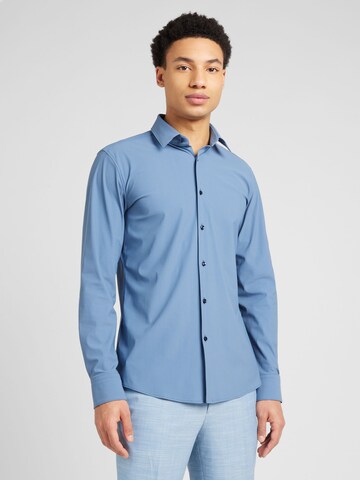 BOSS Slim fit Koszula 'HANK' w kolorze niebieski: przód