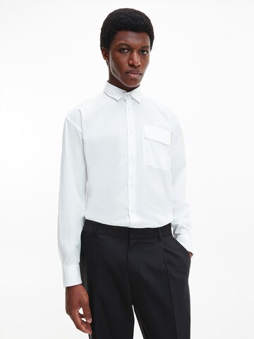 Calvin Klein Regular fit Button Up Shirt in White: front