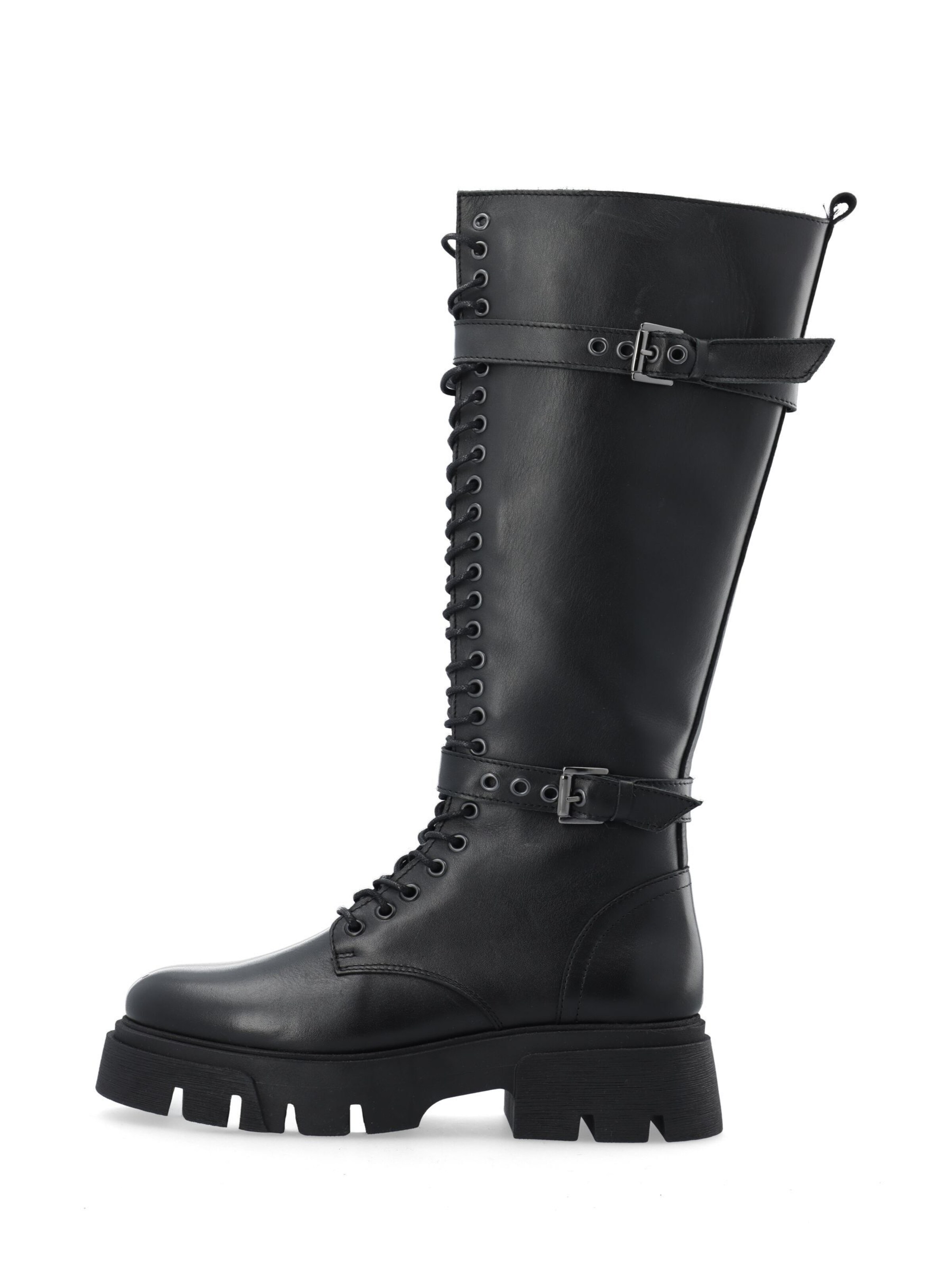 Bottes à lacets 'MIA' Bianco en noir : devant