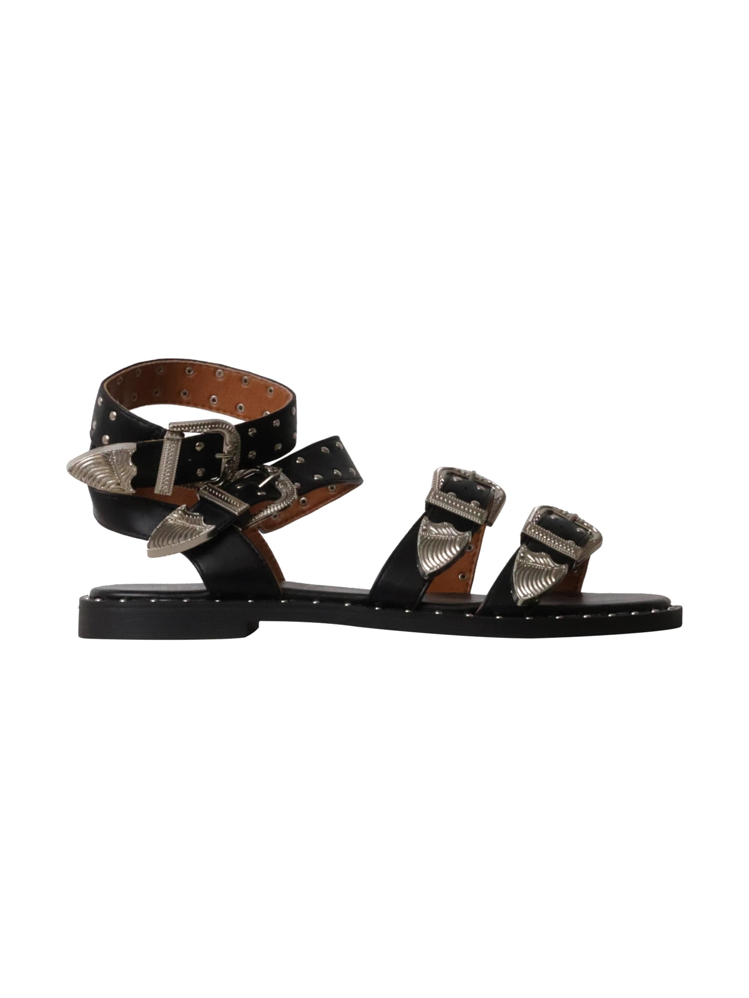 Super Mode Sandały 'Flache Sandalen mit Riemchen von Bestelle' w kolorze czarny