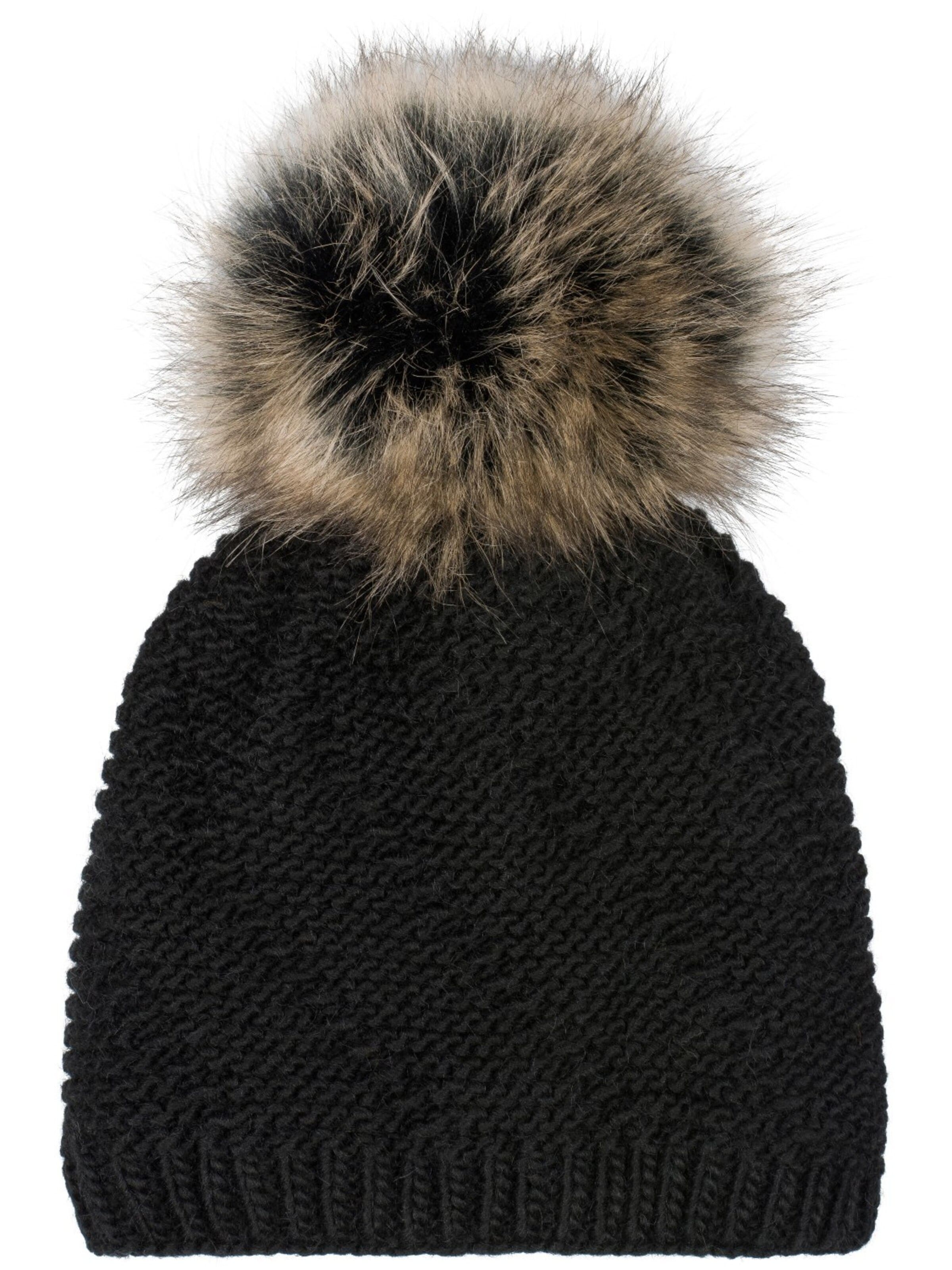 styleBREAKER Mütze 'Einfarbige Strick Bommelmütze mit Thermo-Fleece'‌‌‌‌‌ in 56-61 in schwarz, Produktansicht