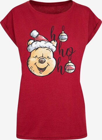 ABSOLUTE CULT Shirt 'Winnie The Pooh - Ho Ho Ho Baubles' in Red: front