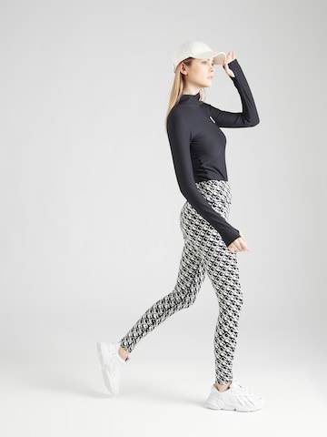 GUESS Skinny Workout Pants 'LOGOMANIA' in Black