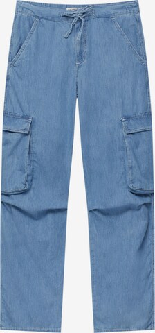 Pull&Bearregular Cargo hlače - plava boja: prednji dio