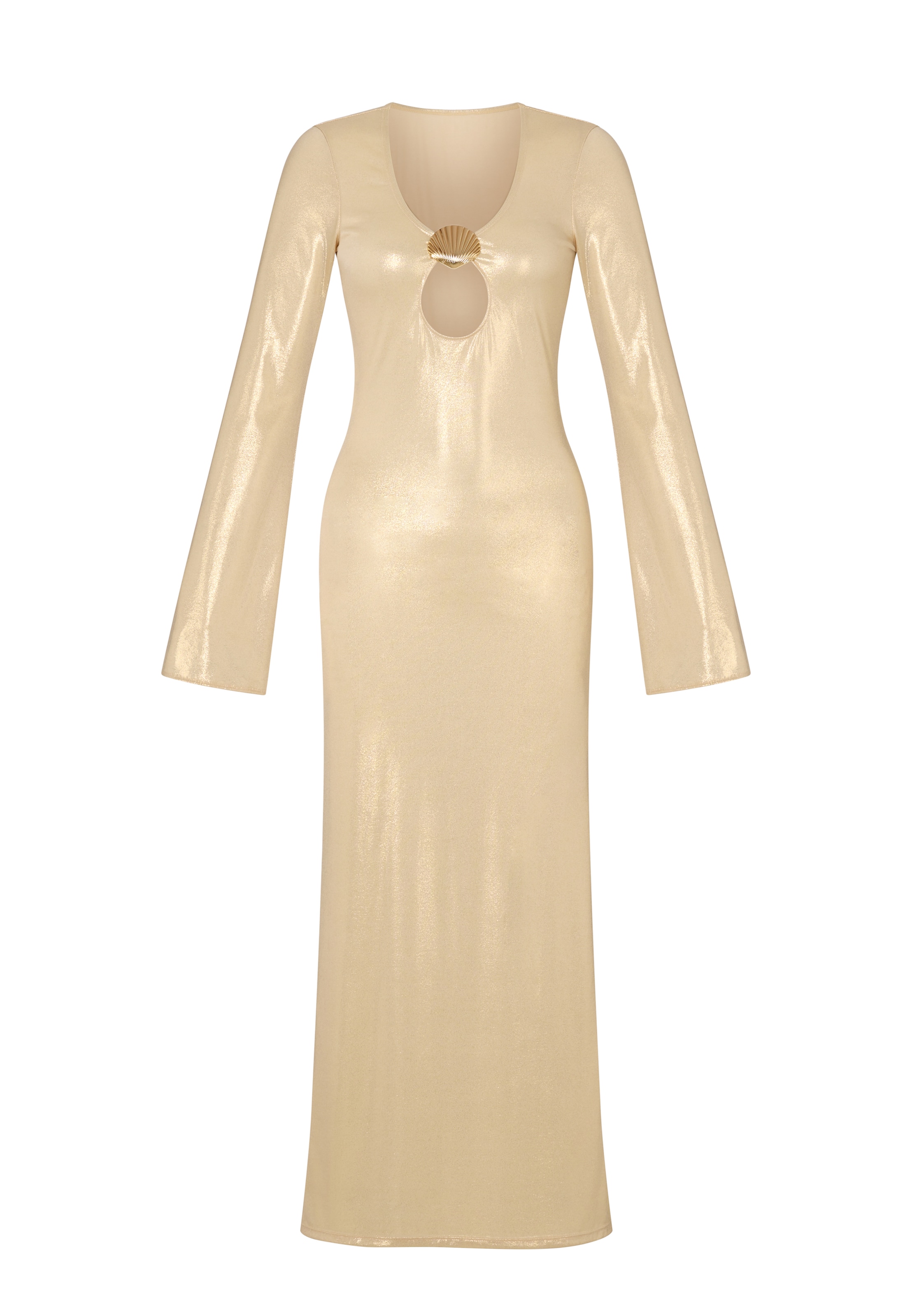Moda Minx Maxikleid 'Scallop Shell' in Beige: Vorderseite