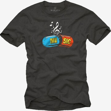 MAKAYA Shirt 'Music Pill' in Grey: front