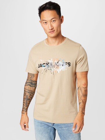 JACK & JONES Skjorte 'TEAR' i beige: forside