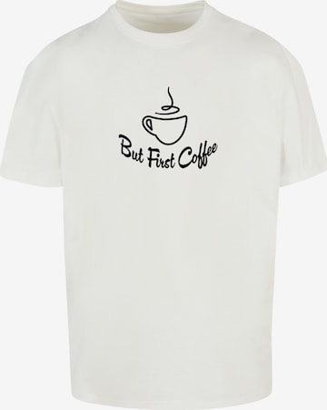 Merchcode Shirt 'But First Coffee' in White: front