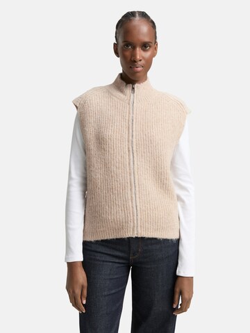 TOM TAILOR DENIM Gebreid vest in Beige: voorkant