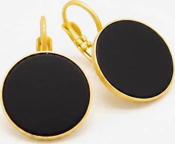 Sergio Engel Earrings 'Patina Ohrring 01 Vergoldete Edelstahlhänger mit farbig patiniertem Metalllättchen' in Black: front