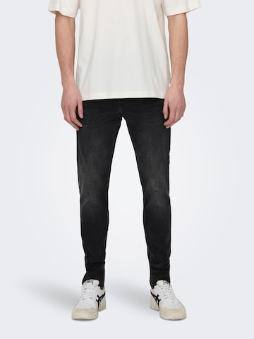 Only & Sons Skinny Jeans 'Warp' in Black: front