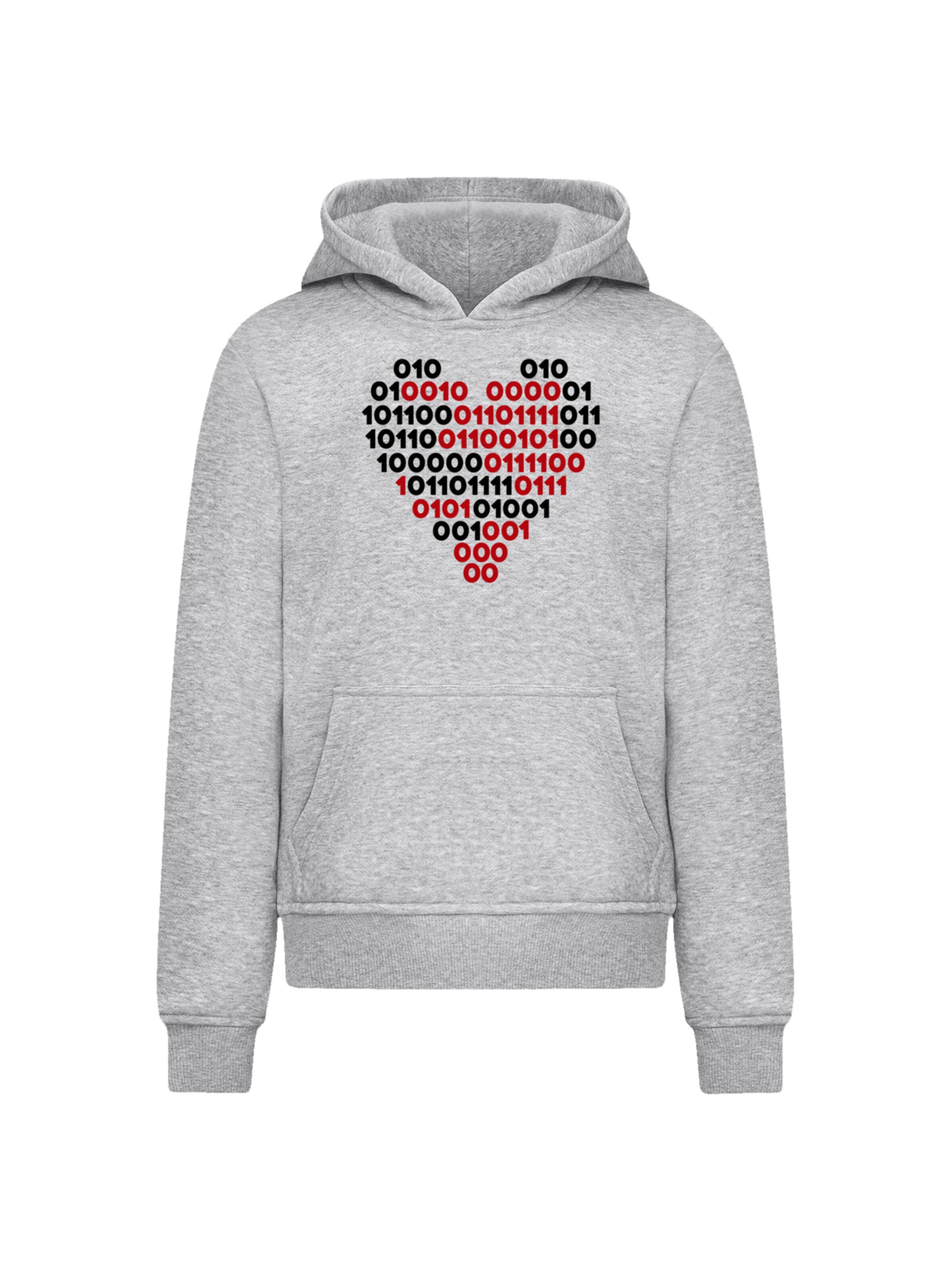 F4NT4STIC Sweatshirt 'I Love You 01001001 Binary Code Herz Valentinstag' in Grau: Vorderseite