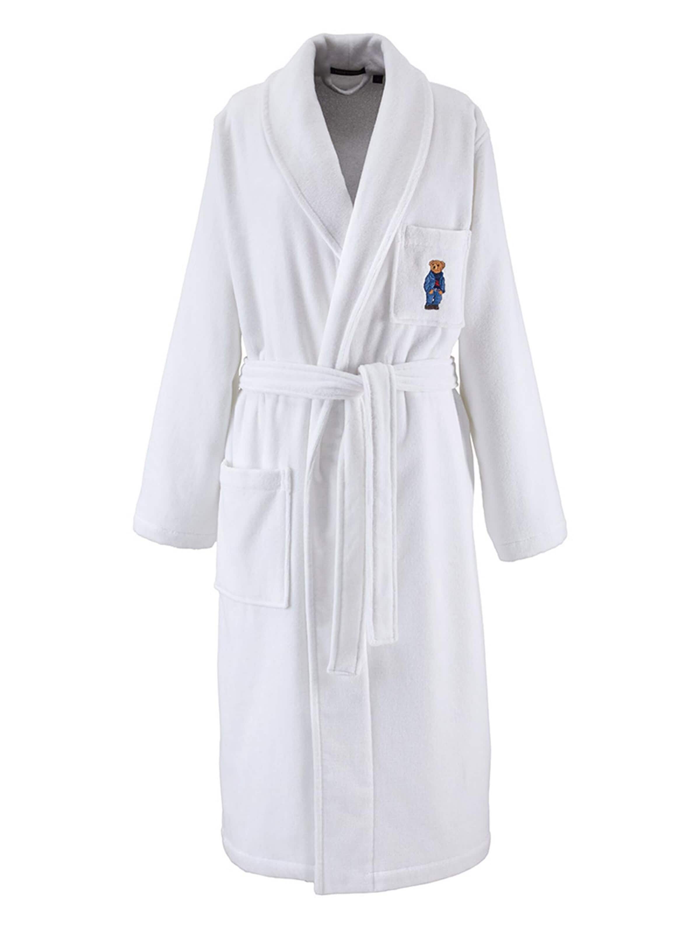 Ralph Lauren Home Long Bathrobe 'DENIMBEAR' in White: front