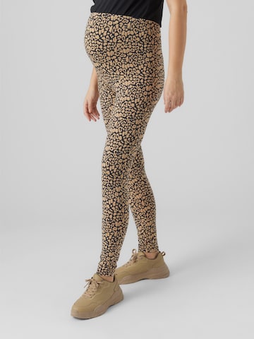 MAMALICIOUS - Skinny Leggings 'Julienne' en marrón: frente