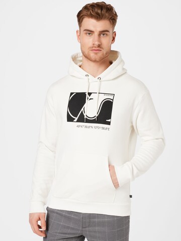 Sweat-shirt QS en blanc : devant