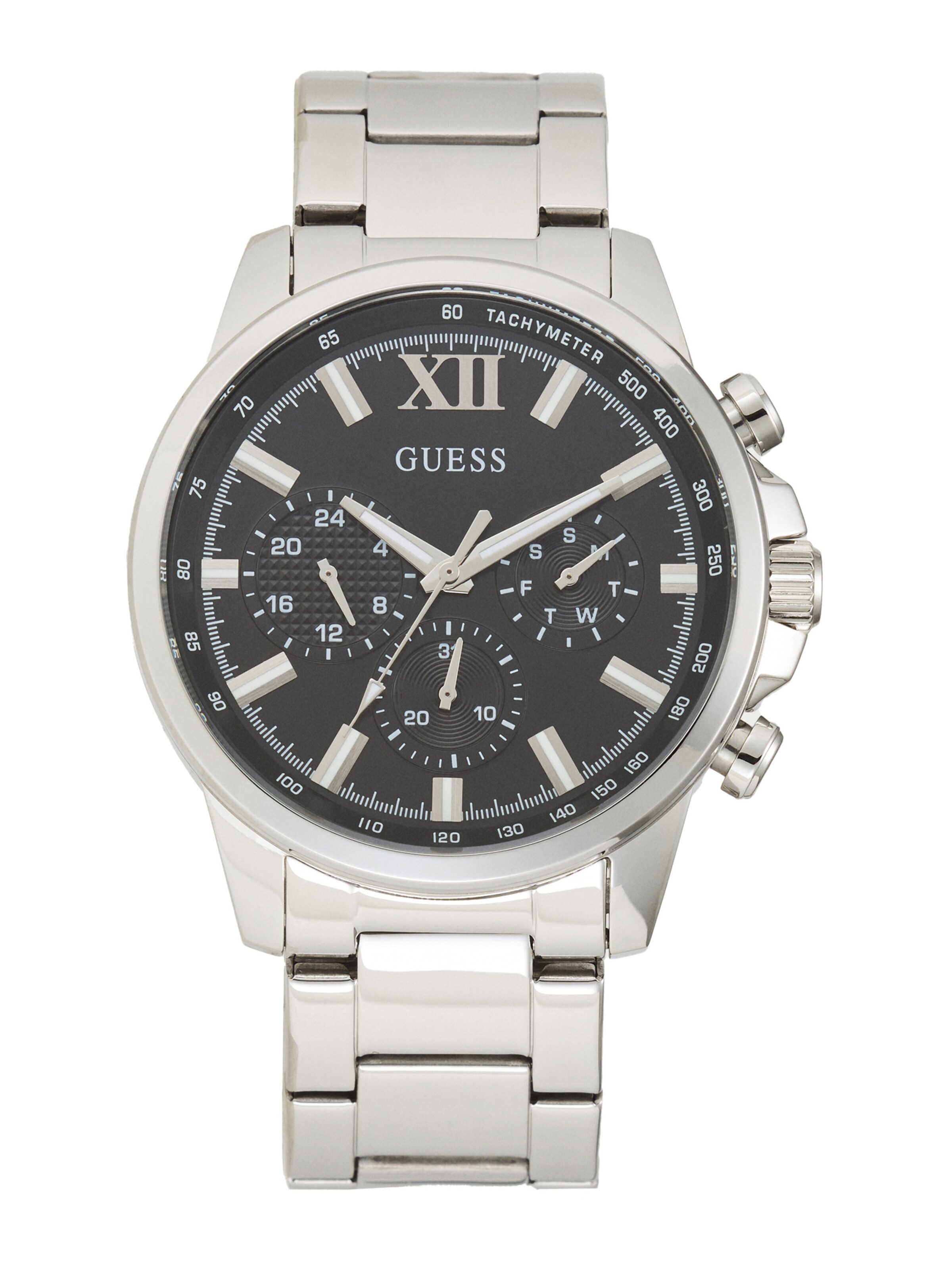 GUESS Analoog horloge 'Walker' in Zilver: voorkant