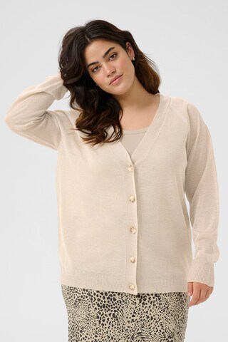 KAFFE CURVE Gebreid vest in Beige: voorkant