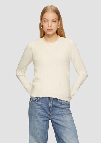 QS Gebreide bodywarmer in Beige: voorkant