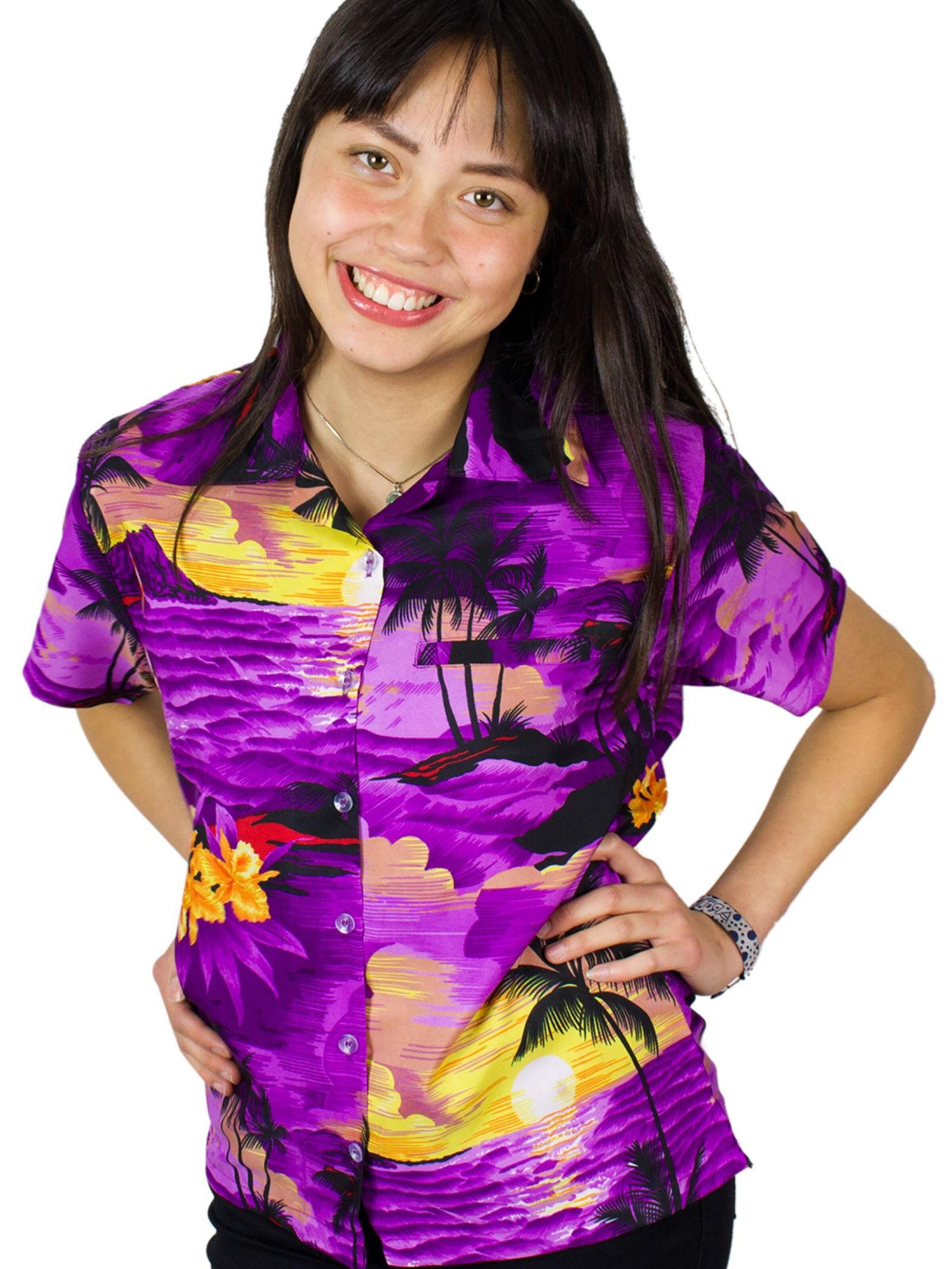 King Kameha Blouse 'Surf' in Purple: front