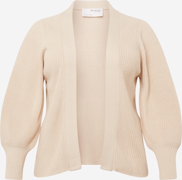 Selected Femme Curve Knit cardigan 'Ammy' in Beige: front