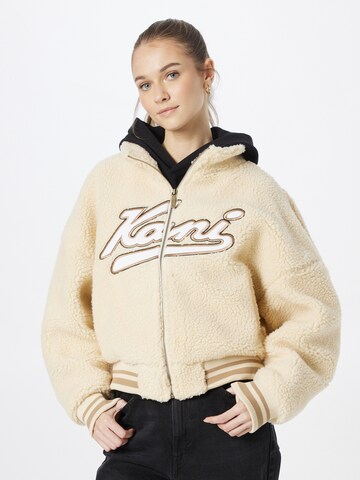 Giacca di pile di Karl Kani in beige: frontale