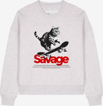 Sweat-shirt 'Savage Cat ' Watapparel en gris : devant