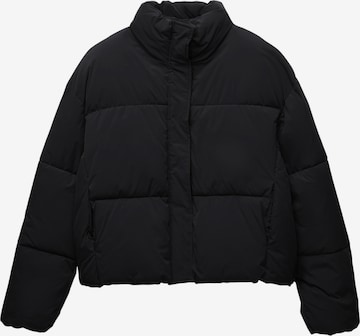 Geacă de iarnă de la Pull&Bear pe negru: față