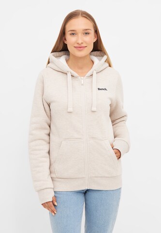 BENCH Zip-Up Hoodie in Beige: front