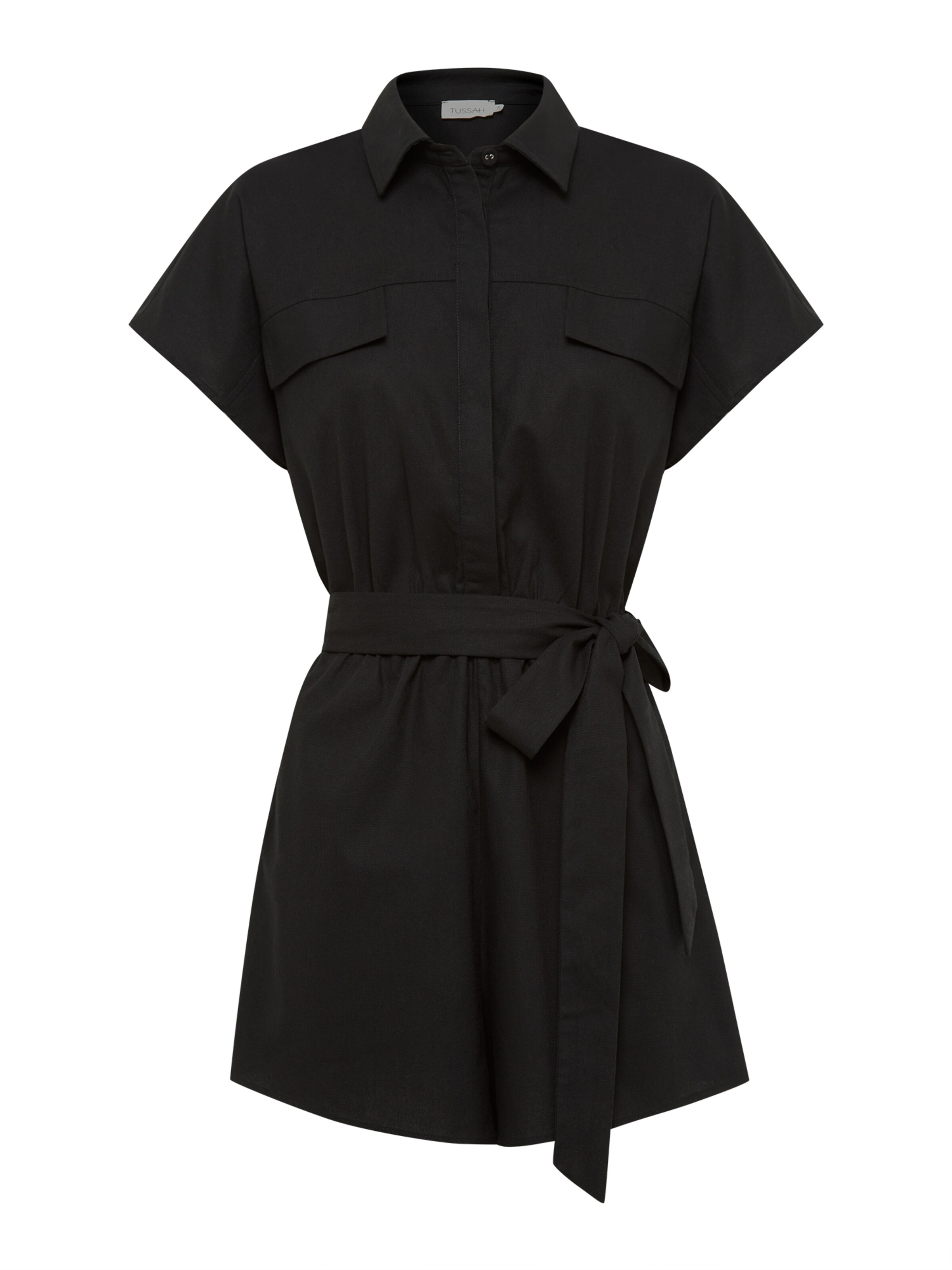 melns Tussah Kombinezons 'LOLA': no priekšpuses