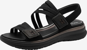 Sandales Tamaris en noir : devant