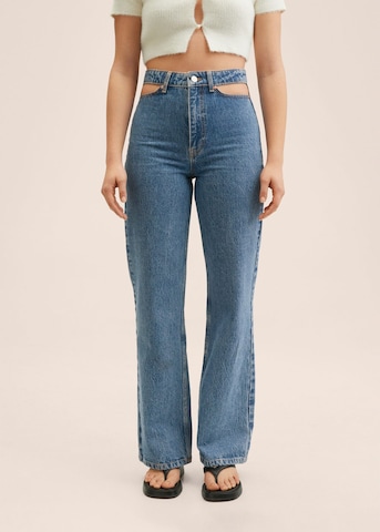 MANGO Wide leg Jeans in Blauw: voorkant