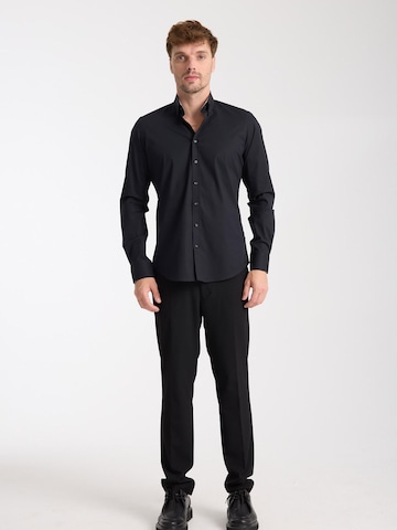 Slim fit Camicia business 'Leonardo Sport Poplin Stretch Man Shirt Black' di 7Camicie in nero