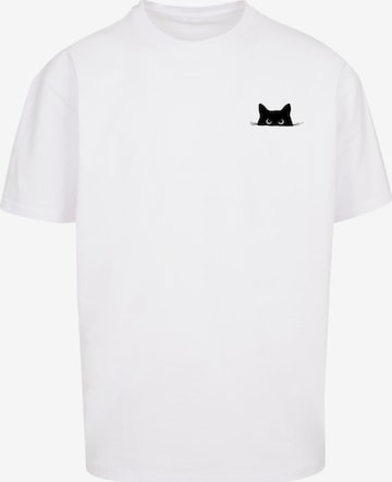 balts Merchcode T-Krekls 'Halloween - Cat': no priekšpuses