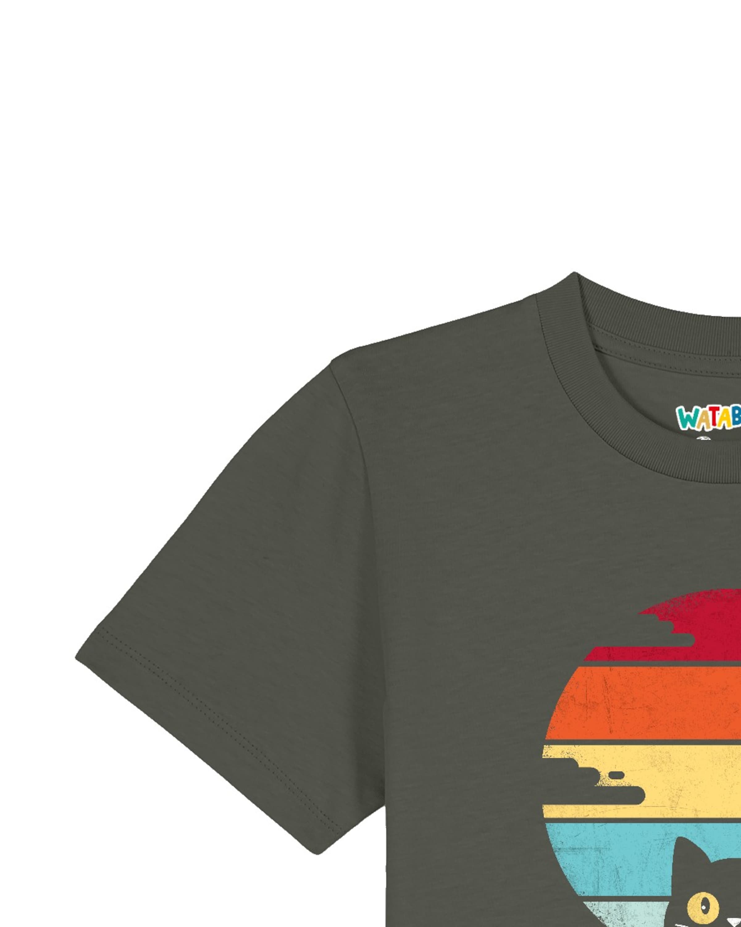watabout.kids Shirt 'Retro Sunset Cat' in Green