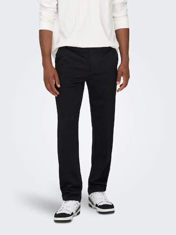 Only & Sons Regular Chino Pants 'Mark Cay' in Black: front