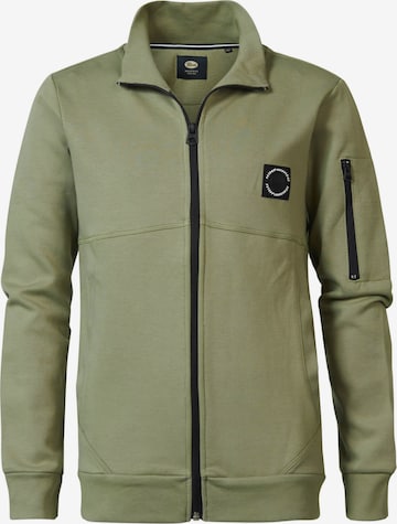 Petrol Industries Zip-Up Hoodie 'Palmscape' in Green: front