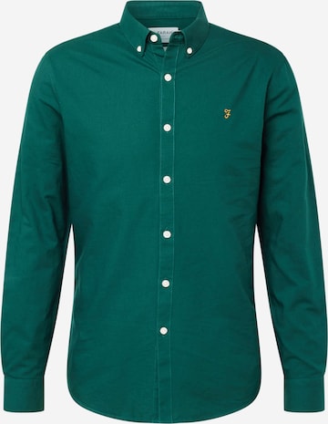 FARAH - Slim Fit Camisa 'BREWER' em verde: frente