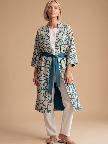 Shop Karey Dressing gown 'Terra Flow Kimono' in Blue