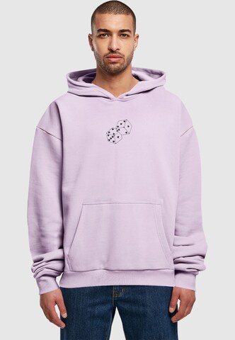Merchcode - Sweatshirt 'Hugs & Love - Heart Dice' em roxo: frente