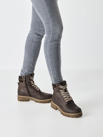 Tamaris Lace-up bootie in Brown