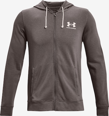 UNDER ARMOUR Athletic Zip-Up Hoodie 'Rival' in Brown: front