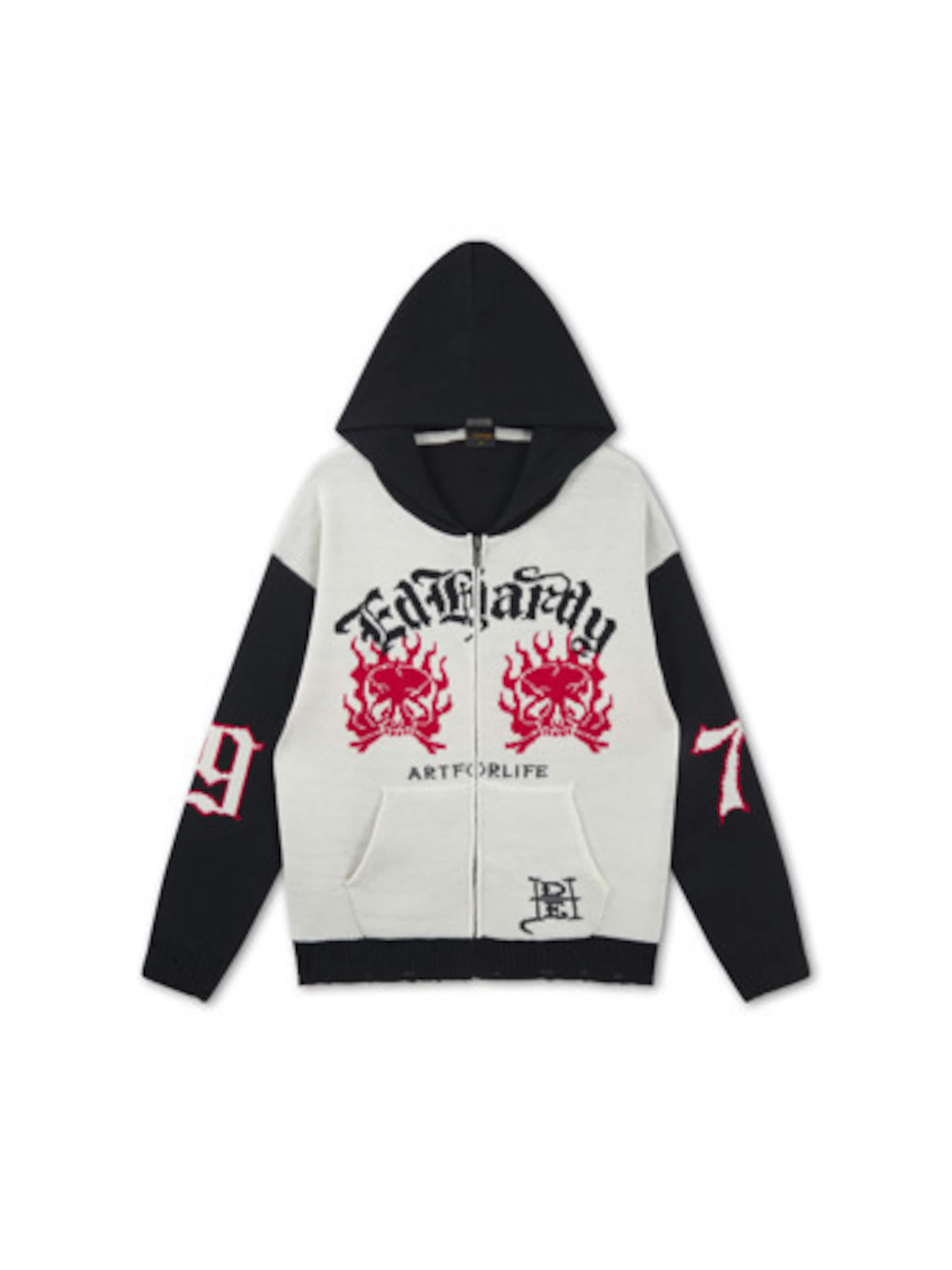 Ed Hardy Gebreid vest '1971' in Beige: voorkant