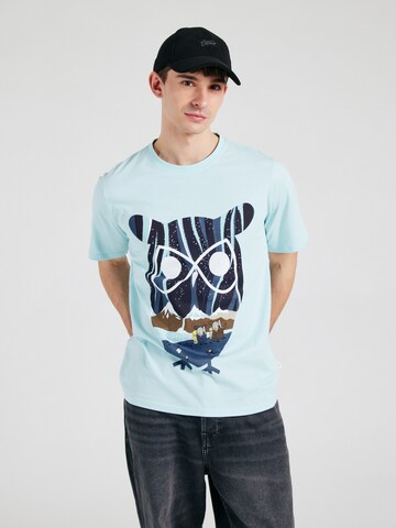 KnowledgeCotton Apparel Bluser & t-shirts 'Mountain Owl' i blå: forside